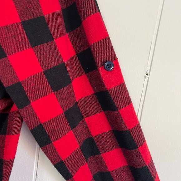 Matchstick Red Flannel Dress with an A Embroidered on pocket, Size Medium - Picture 5 of 5